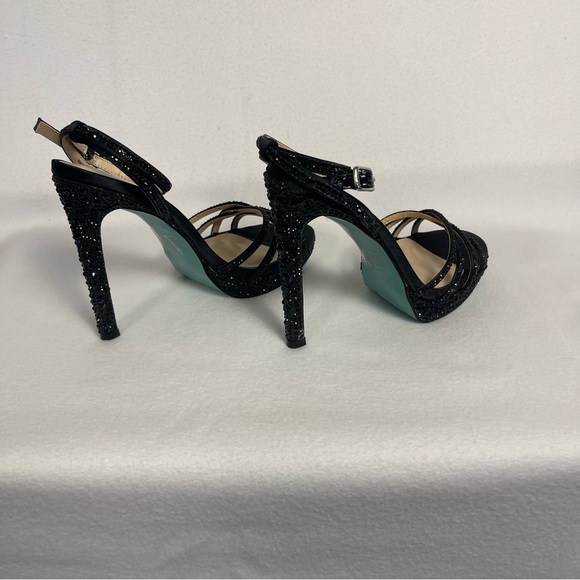 Betsey Johnson Black Strappy Sparkly Heels Size‎ 6 - Picture 4 of 6